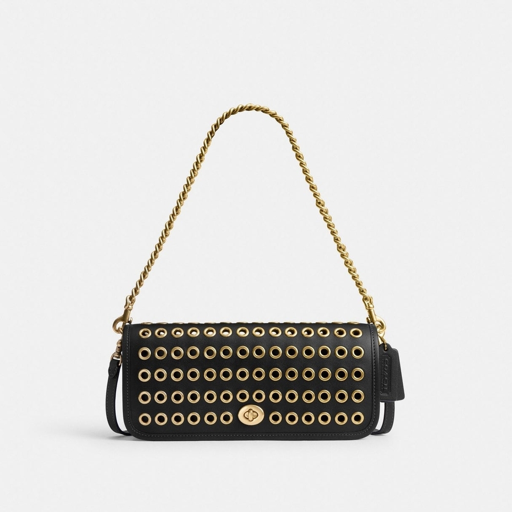 NWT Coach Dinky Shoulder Bag With Grommets Gold/Black CY927
